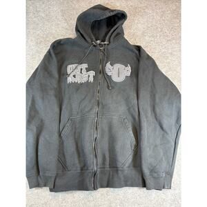 Vintage Y2K Outcast Sweatshirt Hoodie Mens 2XL Black Full Zip Fleece Streetwear